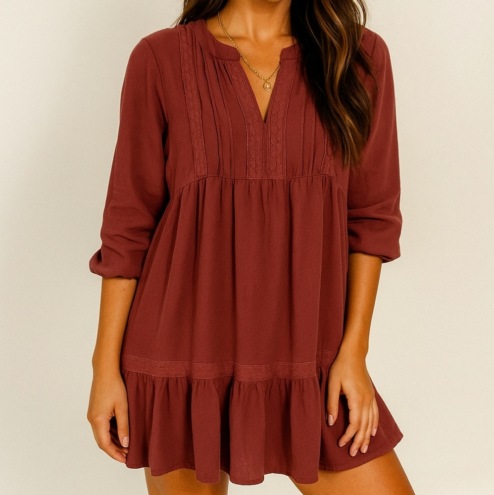 Artesia Terracotta Boho Mini Dress